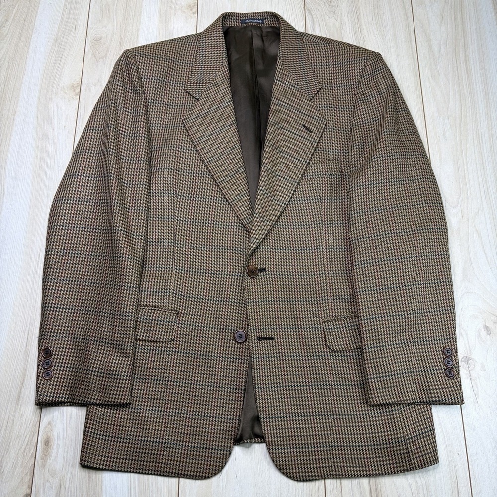 CORNELIANI Silk Wool Windowpane Houndstooth Blazer Mens 38S Tan Sport Coat
